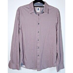 Brooklyn Brigade Shirt Mens Medium Gray Pink Crab Print Cotton Nautical‎ Coastal